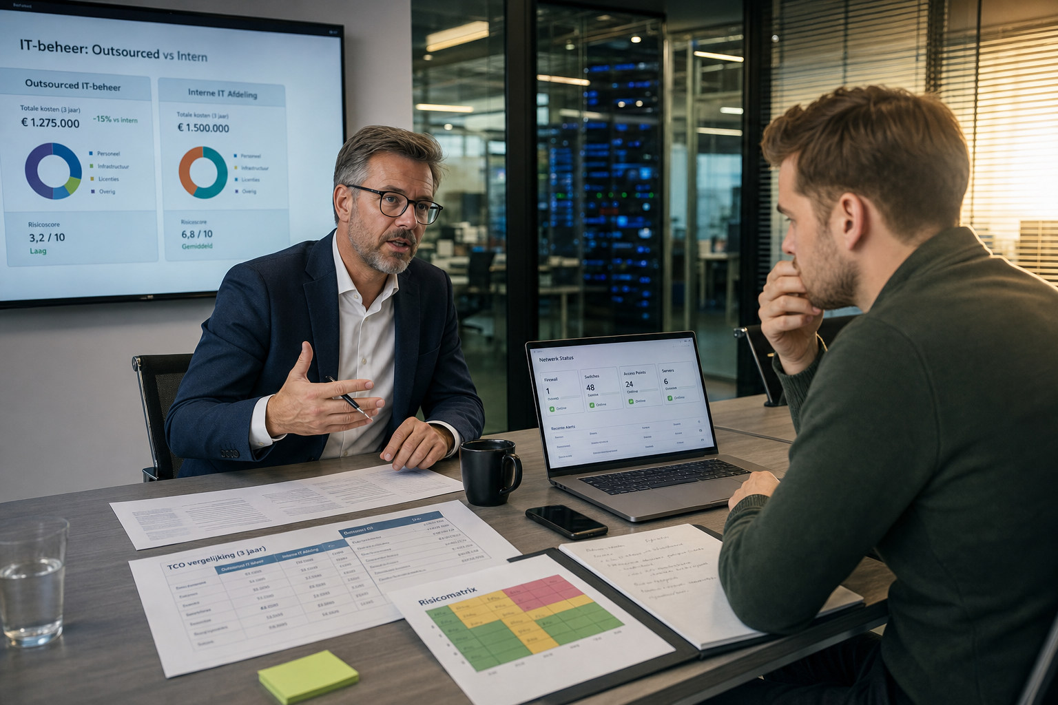 Wanneer is volledig IT-beheer uitbesteden verstandiger dan een interne IT-afdeling, en hoe bereken je de totale kosten (TCO) en risico’s?